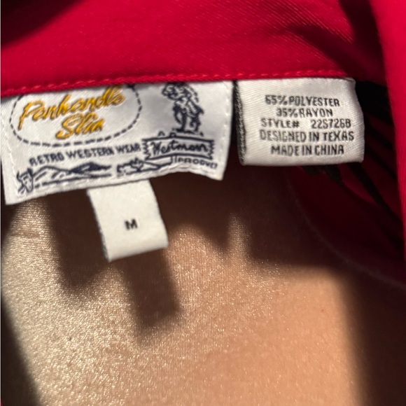 Panhandle Slim Red Embroidered Bling Western Shirt With Snap Closure - Picture 8 of 10